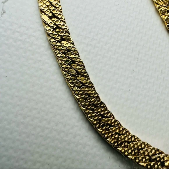 Krementz vintage textured gold chain necklace - Picture 2 of 5